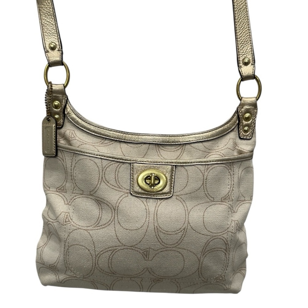 Coach Vintage Penelope Signature Crossbody Bag F19260 Linen Gold Metallic Y2K - Picture 3 of 16